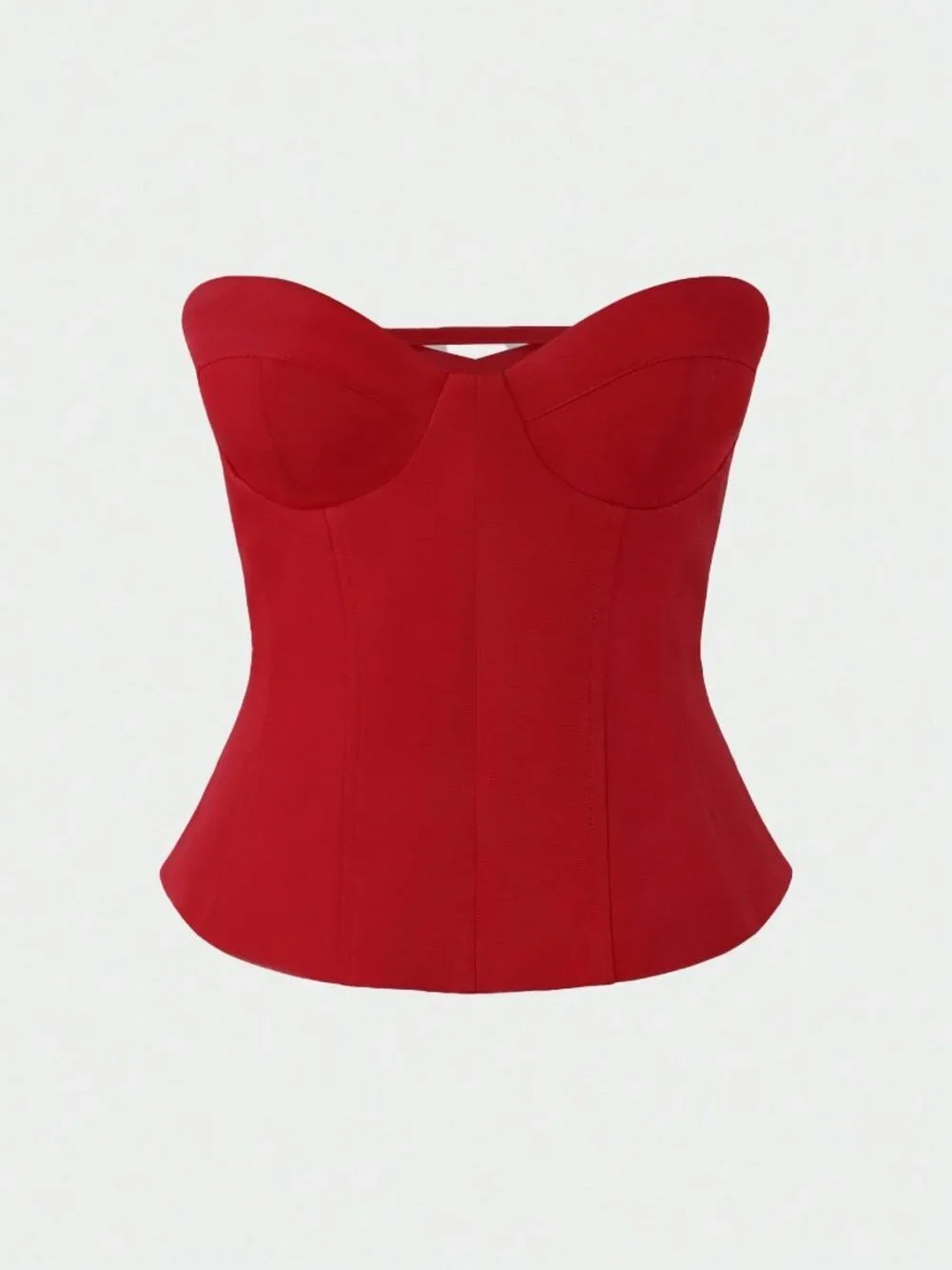 Red Casual Women's Fishbone Corset Sexy Bandeau Lace-Up Short Top